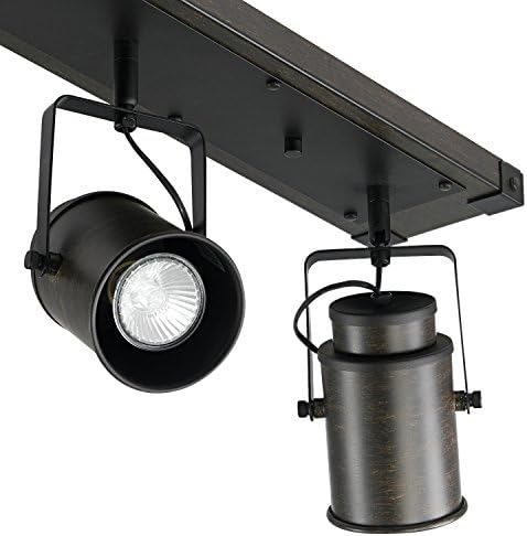 Globe Electric 3-Light Track Lighting with Dark Wood and Metal Finish