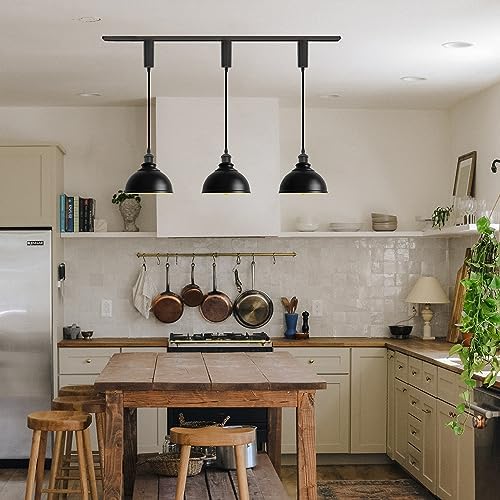 SKIVTGLAMP J Track Pendant Light Black Shade Adjustable Height