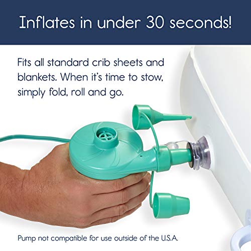 hiccapop Inflatable Toddler Travel Bed with 4-Sided Safety Bumpers Navy Blue