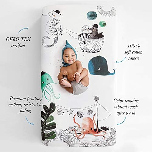 Rookie Humans Ocean Themed Crib Sheet with Underwater Print