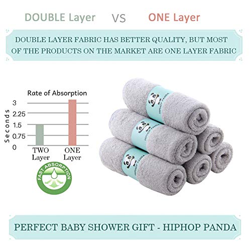 HIPHOP PANDA 2 Layer Bamboo Washcloths 6 Pack
