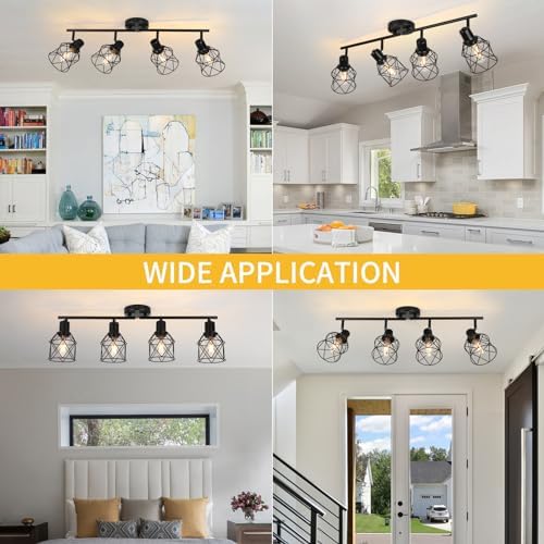 WILON 4-Light Track Ceiling Spot Light with Rotatable Arms and Industrial Design