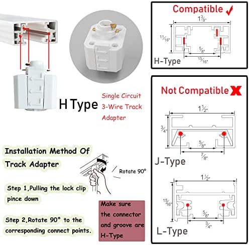 KAYYELAMP Set of Three Track Light Heads with Adjustable Angle and Rotation