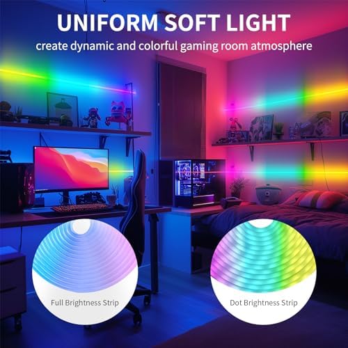 BUNACET 52FT RGBIC LED Strip Light with Remote APP Control