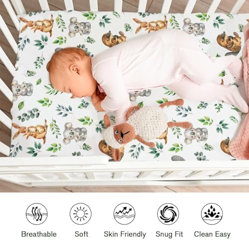 KASTLEE Baby Crib Sheets with Koala and Kangaroo Design