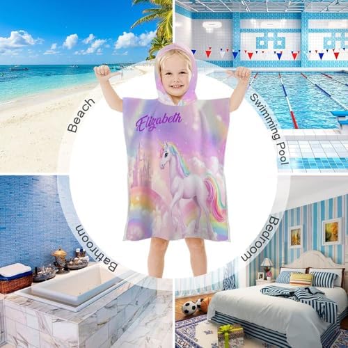 Personalized Unicorn Hooded Bath Towel for Kids