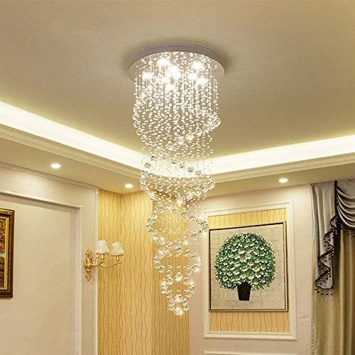 LED Hanging Chandelier with Double Spiral Crystal Design