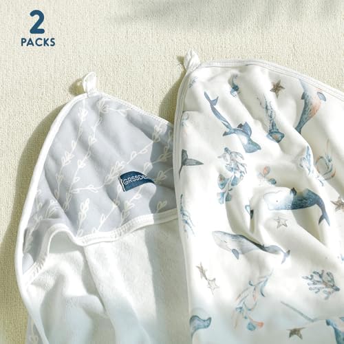 GRSSDER Baby Hooded Towel 2 Pack for Newborns and Toddlers