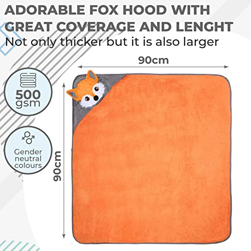 Munich Blue Toddler Bath Towel with Cute Fox Design