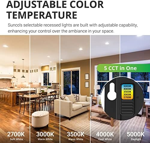 Sunco Lighting 6 Pack Recessed LED Gimbal 6 Inch 12W