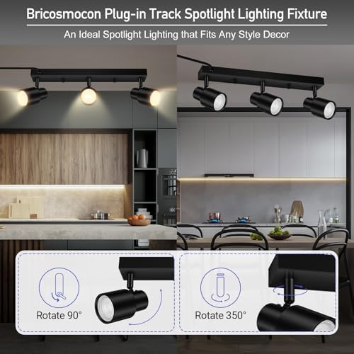 Bricosmocon 3 Light Black Track Lighting Ceiling Fixtures