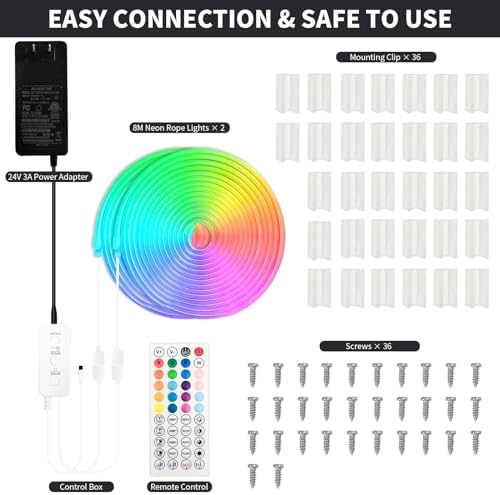 BUNACET 52FT RGBIC LED Strip Light with Remote APP Control