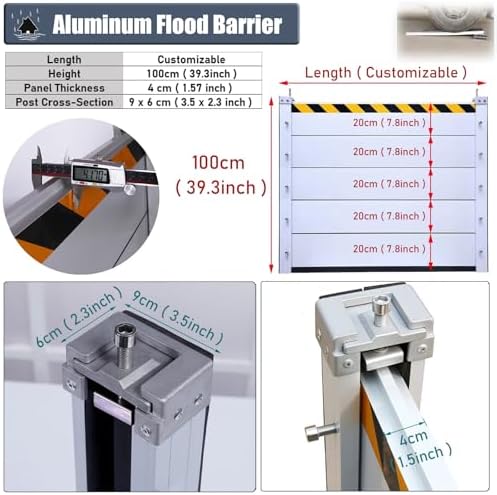 High Flood Control Baffle 100cm Aluminum Barrier with Detachable Design