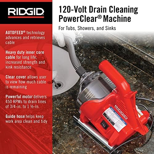 RIDGID PowerClear Drain Cleaner Kit with T-240 Tool Set
