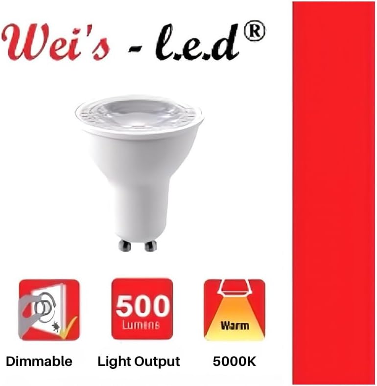 Weis-LED 10 Pack GU10 LED Bulbs Dimmable 5000K