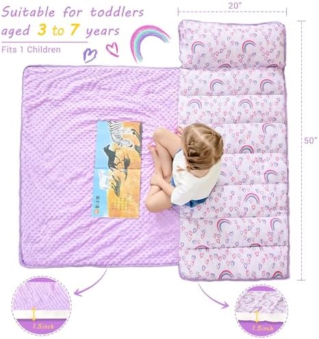 Toddler Nap Mat with Pillow and Blanket Travel-Friendly