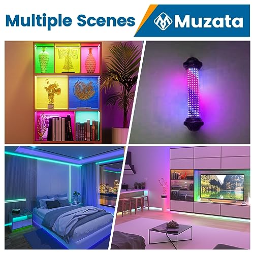 Muzata 164FT RGB LED Strip Light 96LEDsm with Frosted Diffuser Cover