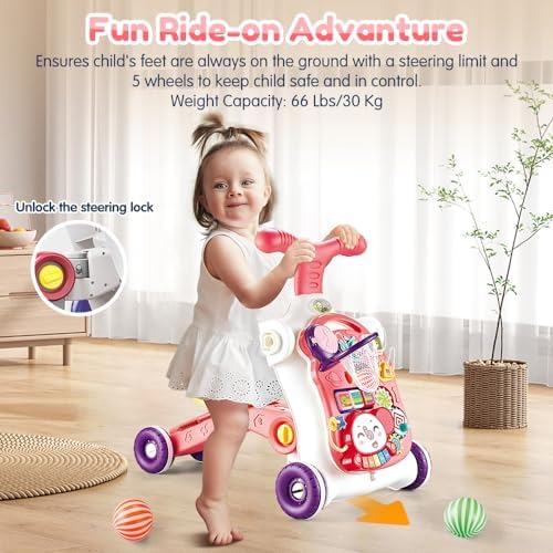 VATOS 5 in 1 Sit-to-Stand Learning Walker for Toddlers