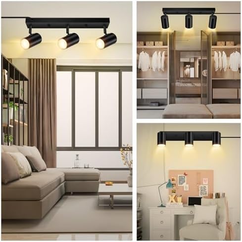 AUQUEE 3 Light Track Lighting Kit Black