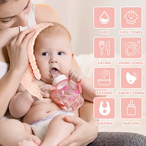 MUKIN Baby Washcloths and Burp Cloths 6 Pack 12x12 Inches Pink