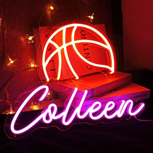 KiMineon Custom Basketball Neon Sign - 18 Inch LED Light Lamp for Boys