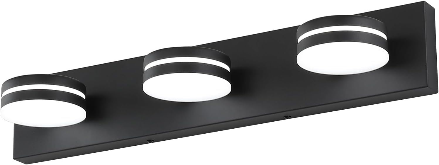 Bicrink 3-Light Matte Black Vanity Light with Rotating Head