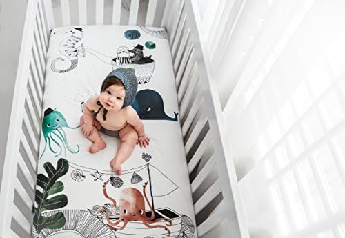 Rookie Humans Ocean Themed Crib Sheet with Underwater Print