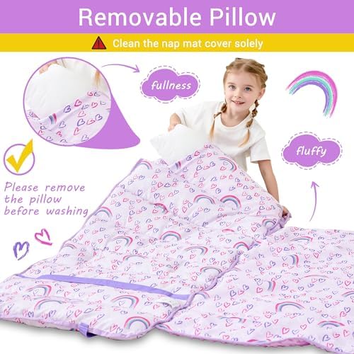 Toddler Nap Mat with Pillow and Blanket Travel-Friendly