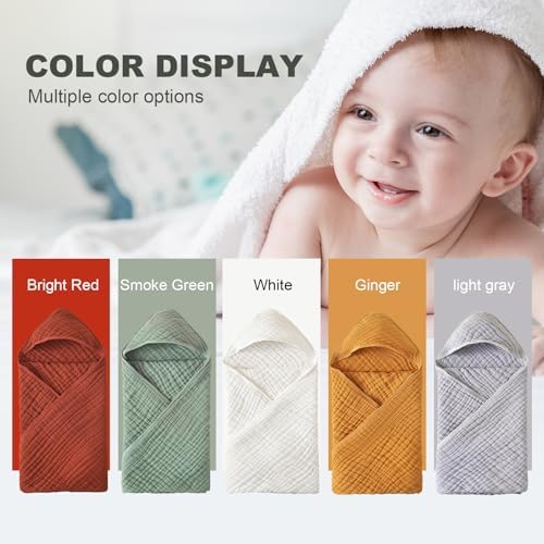 TinyTotsJoy Hooded Baby Towel 35x35 Inch Grey