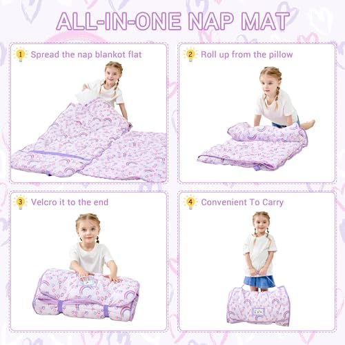 Toddler Nap Mat with Pillow and Blanket Travel-Friendly