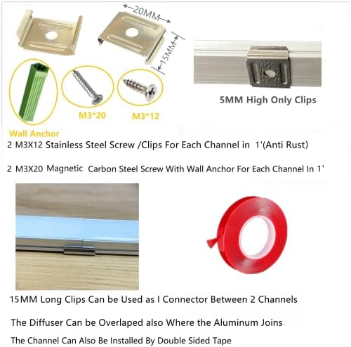 THMOOTHER LED Strip U Channel Diffuser 6-Pack