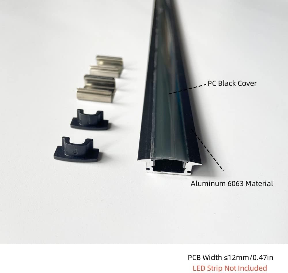 20-Pack Matte Black LED Strip Diffuser with Aluminum Channel