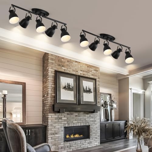 KEESFU 5 Light Track Lighting Fixtures Ceiling Black Modern