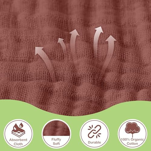 Organic Cotton Muslin Baby Hooded Towels - 2 Pack 32x32 Inch