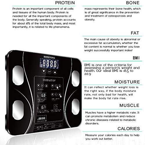 Gooddyiyukey 500lbs Rechargeable Digital Bathroom Scale with BMI and Body Fat Tracking