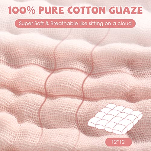 MUKIN Baby Washcloths and Burp Cloths 6 Pack 12x12 Inches Pink