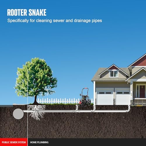 POPULO Auto Feed Drain Auger 50FT 12 Inch Electric