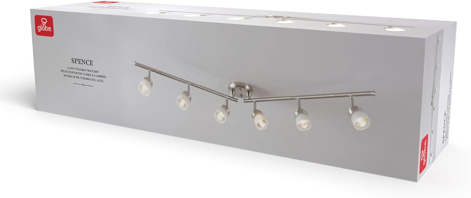 Globe Electric 59865 6-Light Foldable Track Light with Frosted Glass Shades