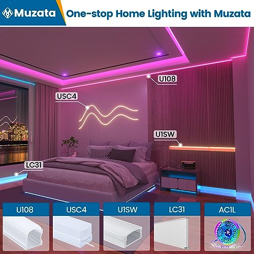 Muzata 164FT RGB LED Strip Light 96LEDsm with Frosted Diffuser Cover