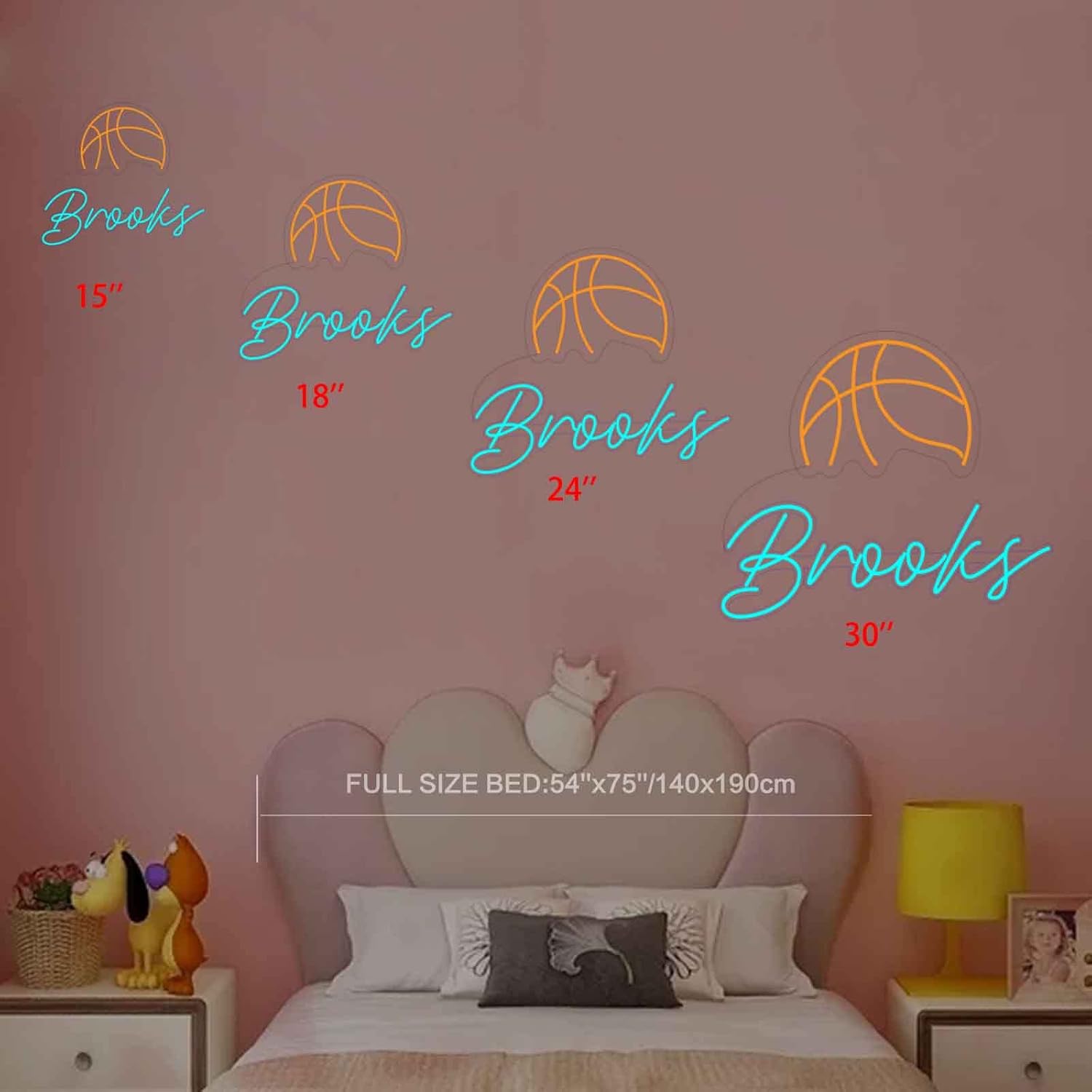 KiMineon Custom Basketball Neon Sign - 18 Inch LED Light Lamp for Boys