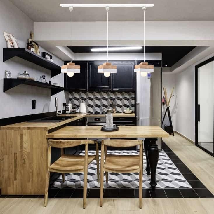 Dimmable Wood Handle Pendant Light 32 Ft Macaron White 1