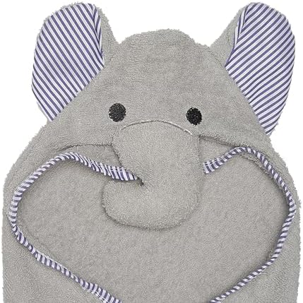 EVERYDAY KIDS Hooded Bath Towel - 3D Gray Elephant Soft Absorbent