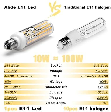 ALIDE JDE11 10W LED Candelabra Bulbs 4000K Dimmable 5Pack