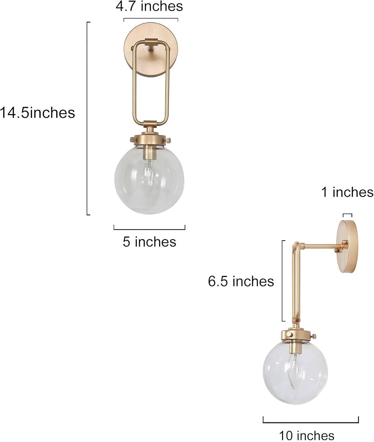 Classy Leaves God Globe Wall Sconce 1-Light Gold Vanity Light