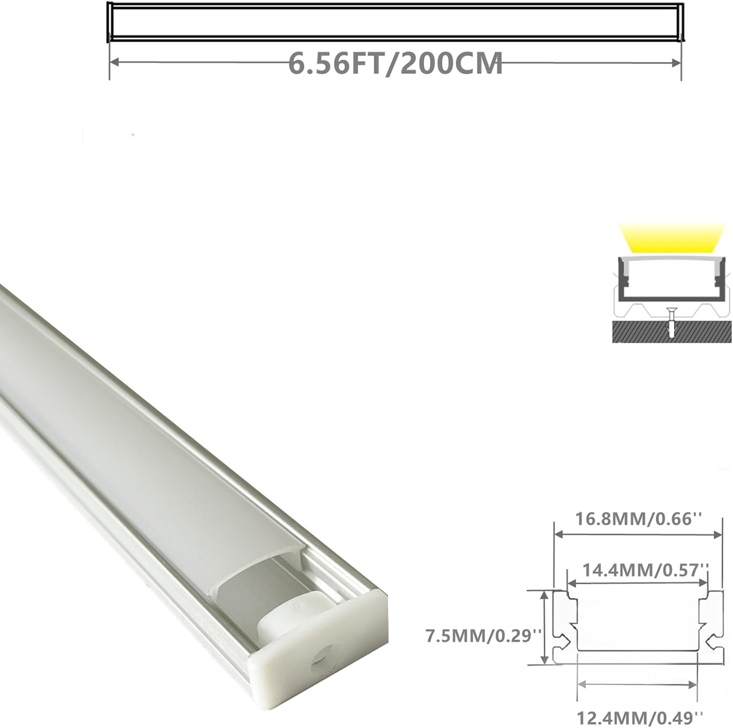 LED Strip U Channel Diffuser 10-Pack 656FT Surface Mounted Tape Light