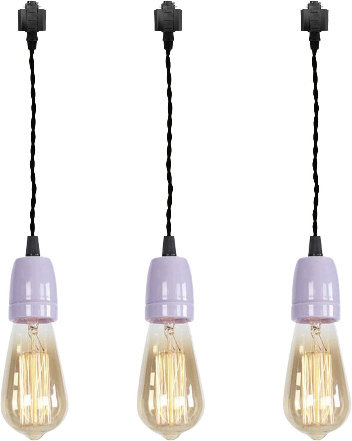 KAYYELAMP 3-Light H Track Pendant Light with Purple Ceramic Base
