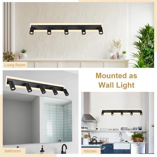 TODOLUZ 5-Light LED Track Light Fixture Black Matte Cylindrical Shades