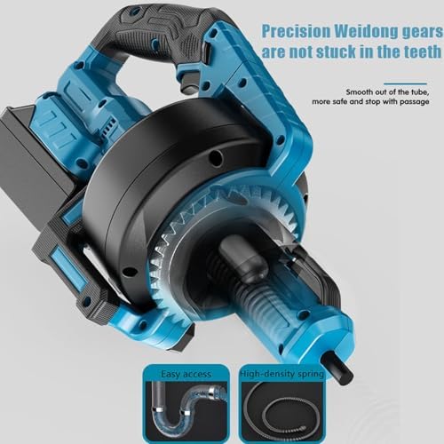 Cordless Electric Drain Auger with Adjustable Speed and Replaceable Hose
