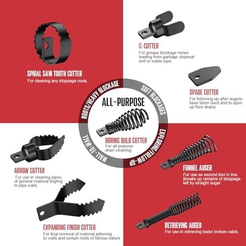 POPULO Auto Feed Drain Auger 50FT 12 Inch Electric