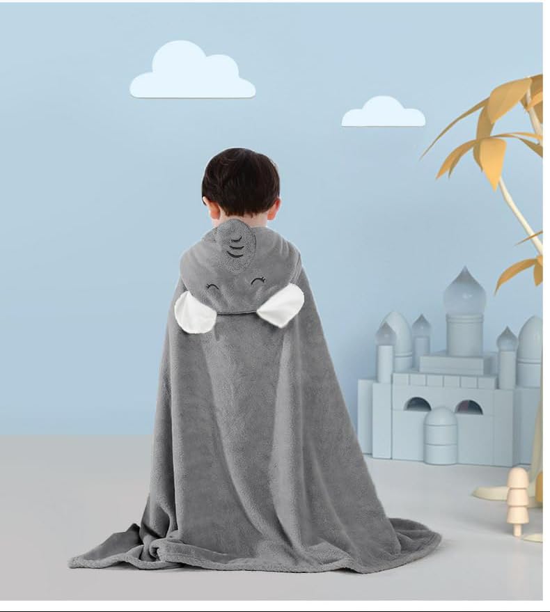 IFaryMes Toddler Bath Towel with Hood - Gray Elephant